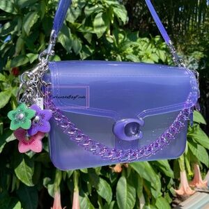Coach Jelly Tabby Bag Purse CH748 Light Violet Purple & Flower Cluster Bag Charm